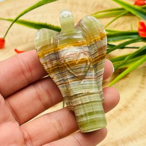 Green Onyx Angel Figurine, Standing Statuette, Angelic Reiki, 2 inches