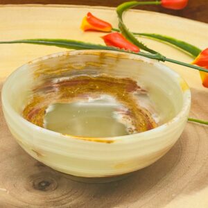 Green Onyx Bowl, Decorative & Serving Bowl, Detergent Safe and Easy to Clean, 4" Diameter
