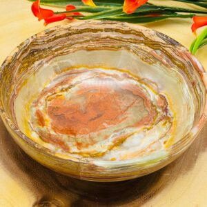 Green Onyx Bowl, Decorative & Serving Bowl, Detergent Safe and Easy to Clean, 6" Diameter