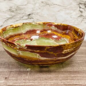 Green Onyx Bowl, Decorative & Serving Bowl, Microwave and Detergent Safe, 12" Diameter
