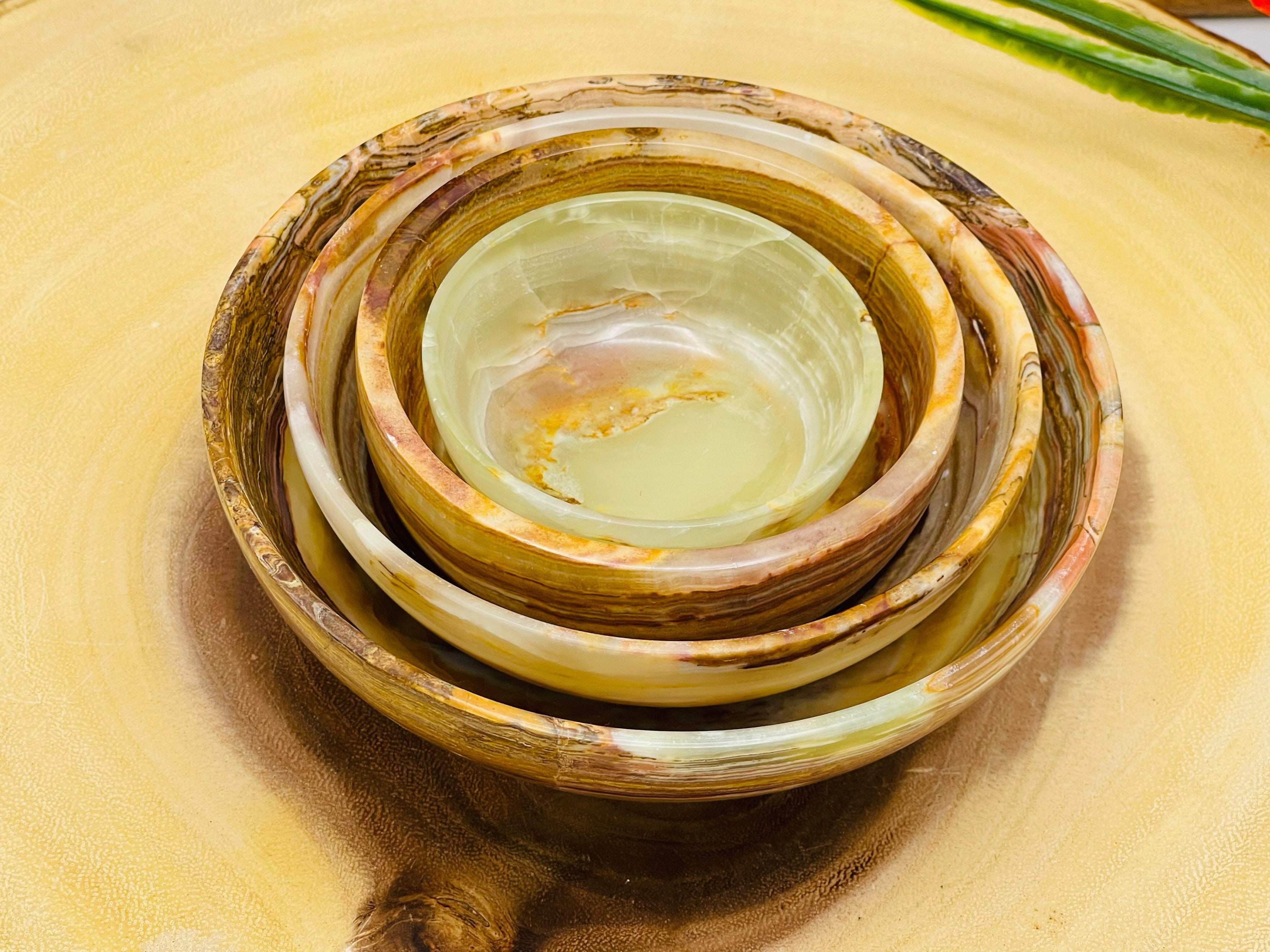 Green Onyx Bowl, Decorative & Serving Bowl, Detergent Safe And Easy To Clean