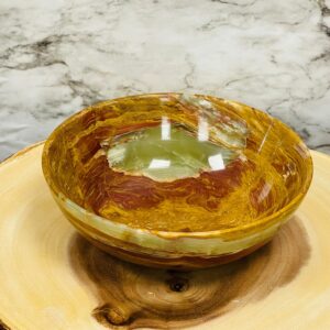 Green Onyx Bowl, Decorative & Serving Bowl, Detergent Safe and Easy to Clean, 8" Diameter