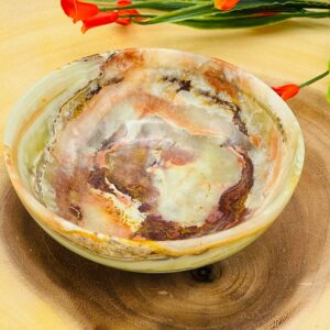 Green Onyx Bowl, Decorative & Serving Bowl, Detergent Safe and Easy to Clean, 5" Diameter