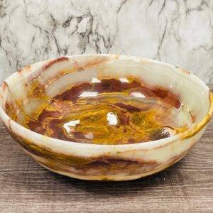 Green Onyx Bowl, Decorative & Serving Bowl, Microwave and Detergent Safe, 10" Diameter