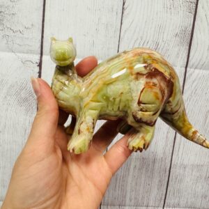 Green Onyx Brontosaurus Figurine, Dinosaurs Standing Statue, Healing Crystal, 6 inches