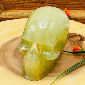Green Onyx Crystal Skull, Realistic Details Healing Crystal, Fine Art Sculpture, Pick your Size
