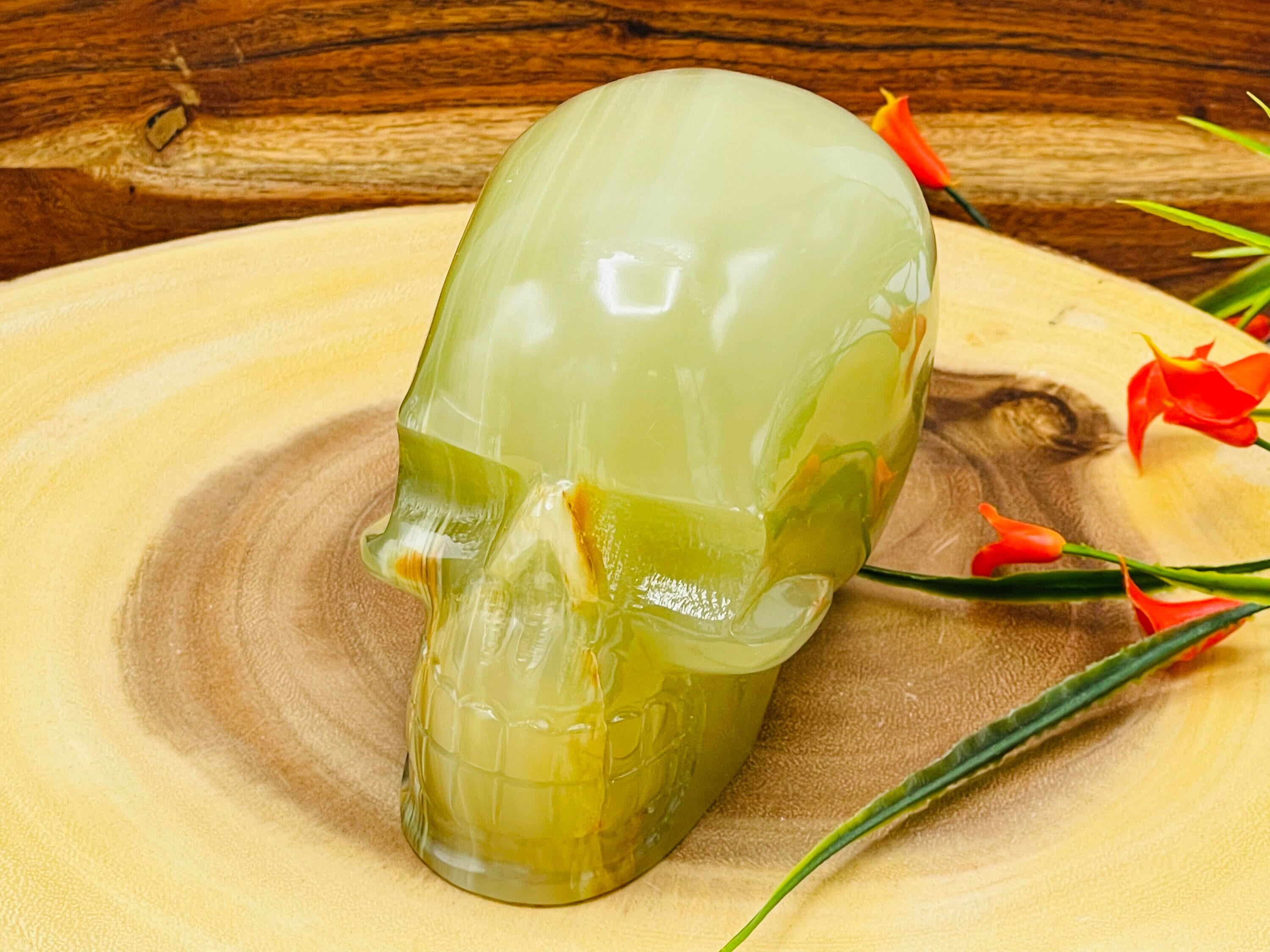 Green Onyx Crystal Skull, Realistic Details Healing Crystal, Fine Art Sculpture, Pick Your Size