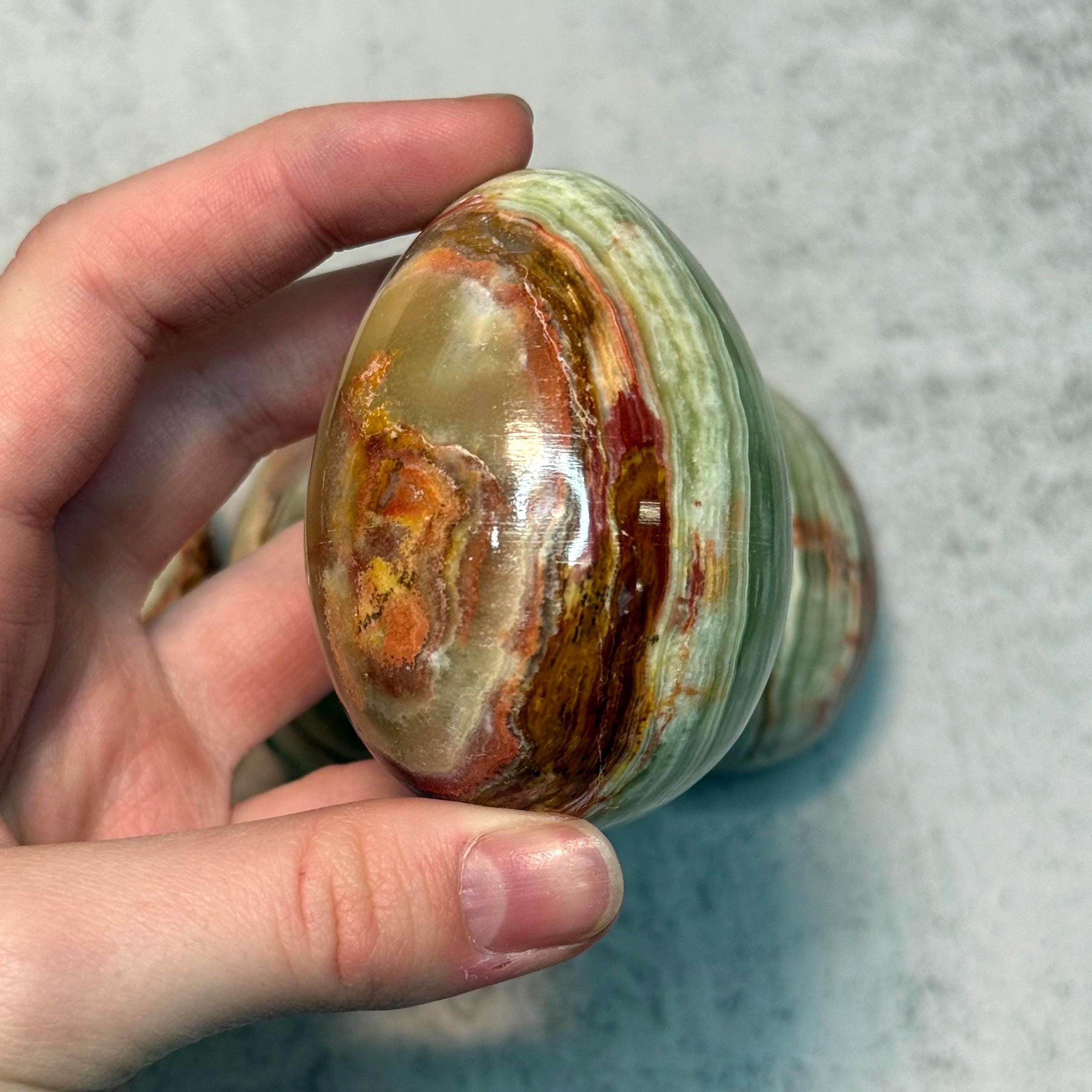 Green Onyx Gemstone Egg // About 2.75" Tall