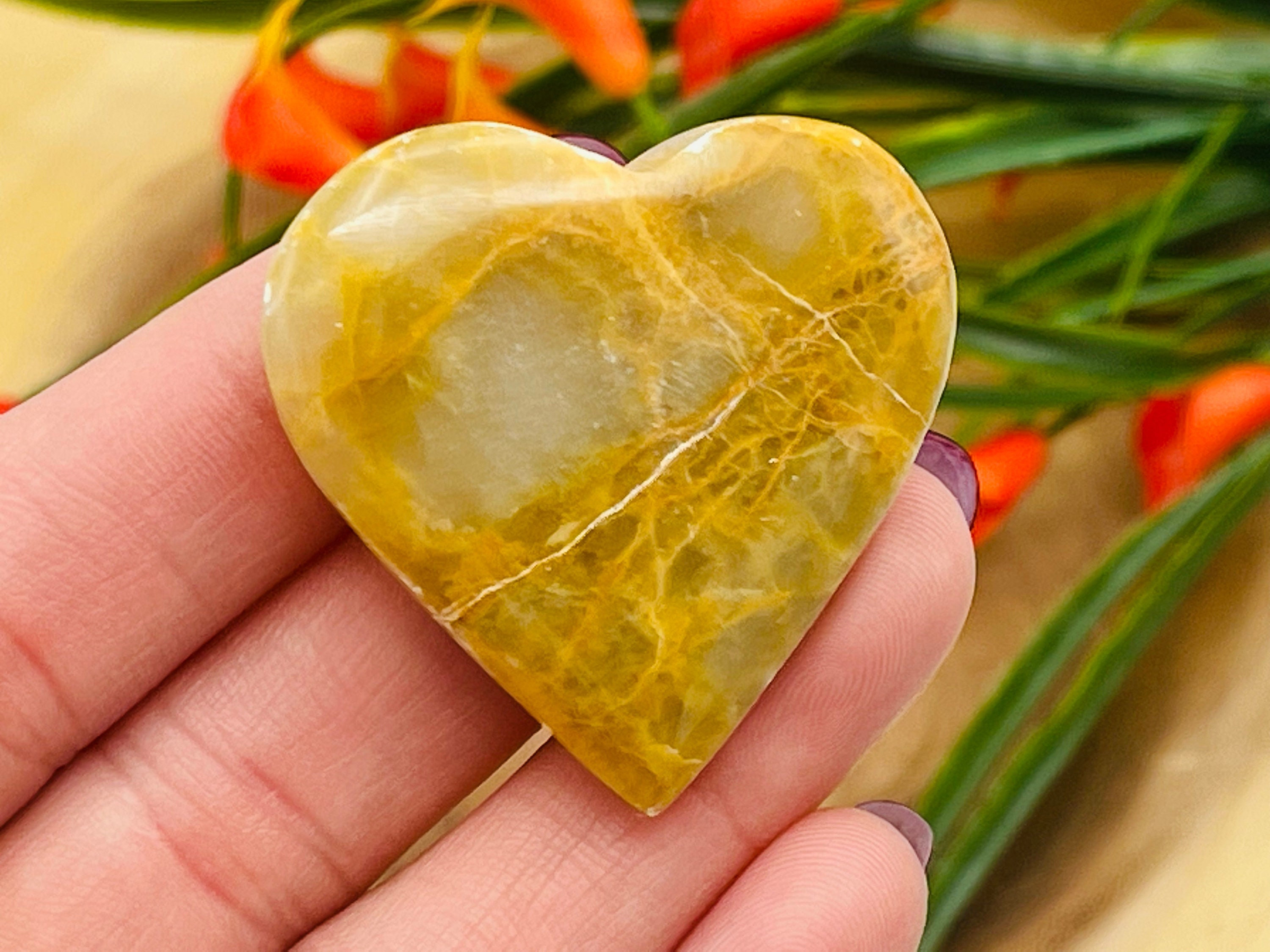 Green Onyx Heart, Palm Stone, Metaphysical Healing Crystal, Pocket Gemstone