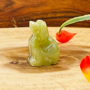 Green Onyx Puppy Figurine, Crystal Carving Dog, Standing Statuette, Healing Crystal
