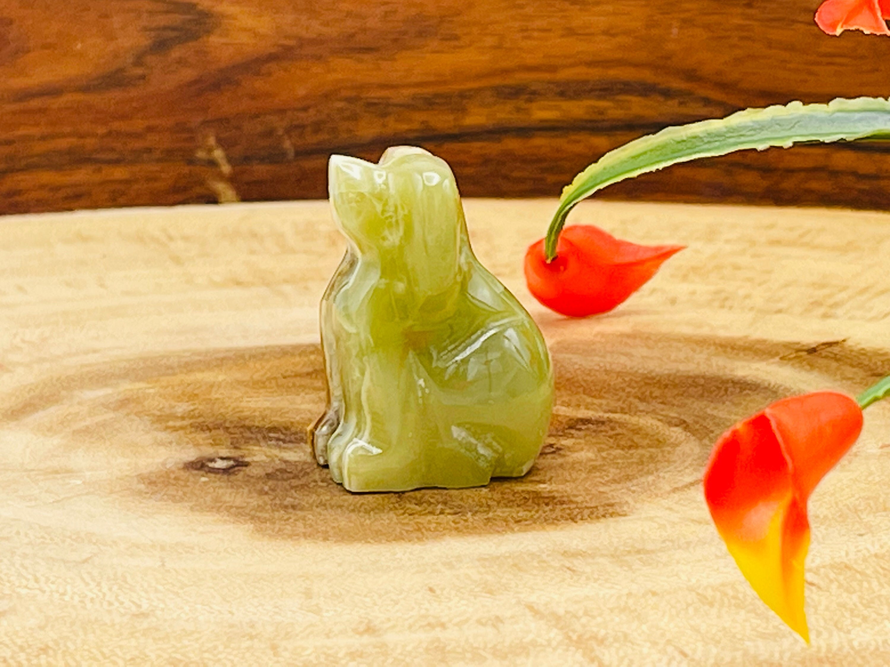 Green Onyx Puppy Figurine, Crystal Carving Dog, Standing Statuette, Healing Crystal