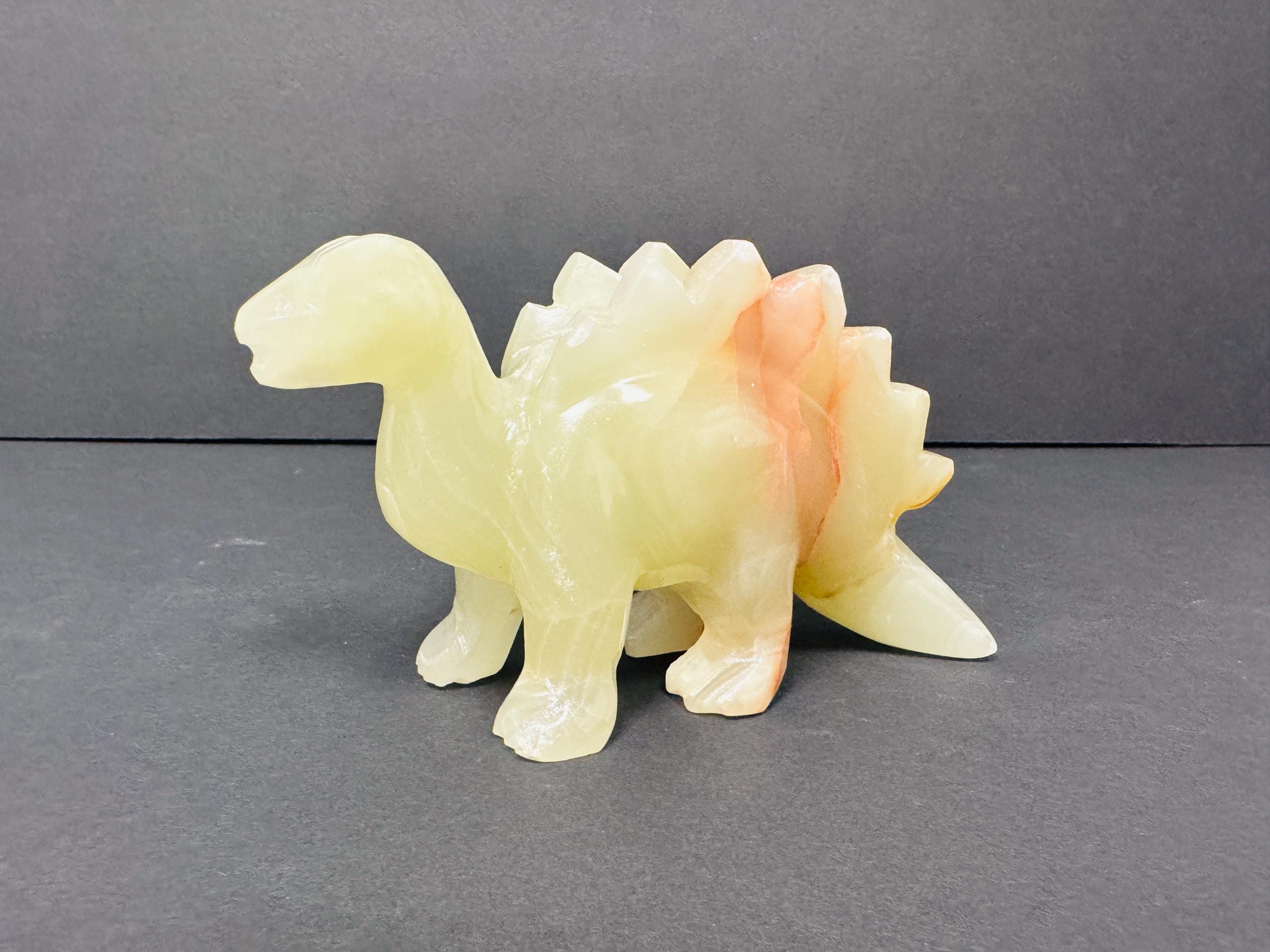Green Onyx Stegosaurus Figurine, Dinosaurs Standing Statue, Healing Crystal, 6 Inches