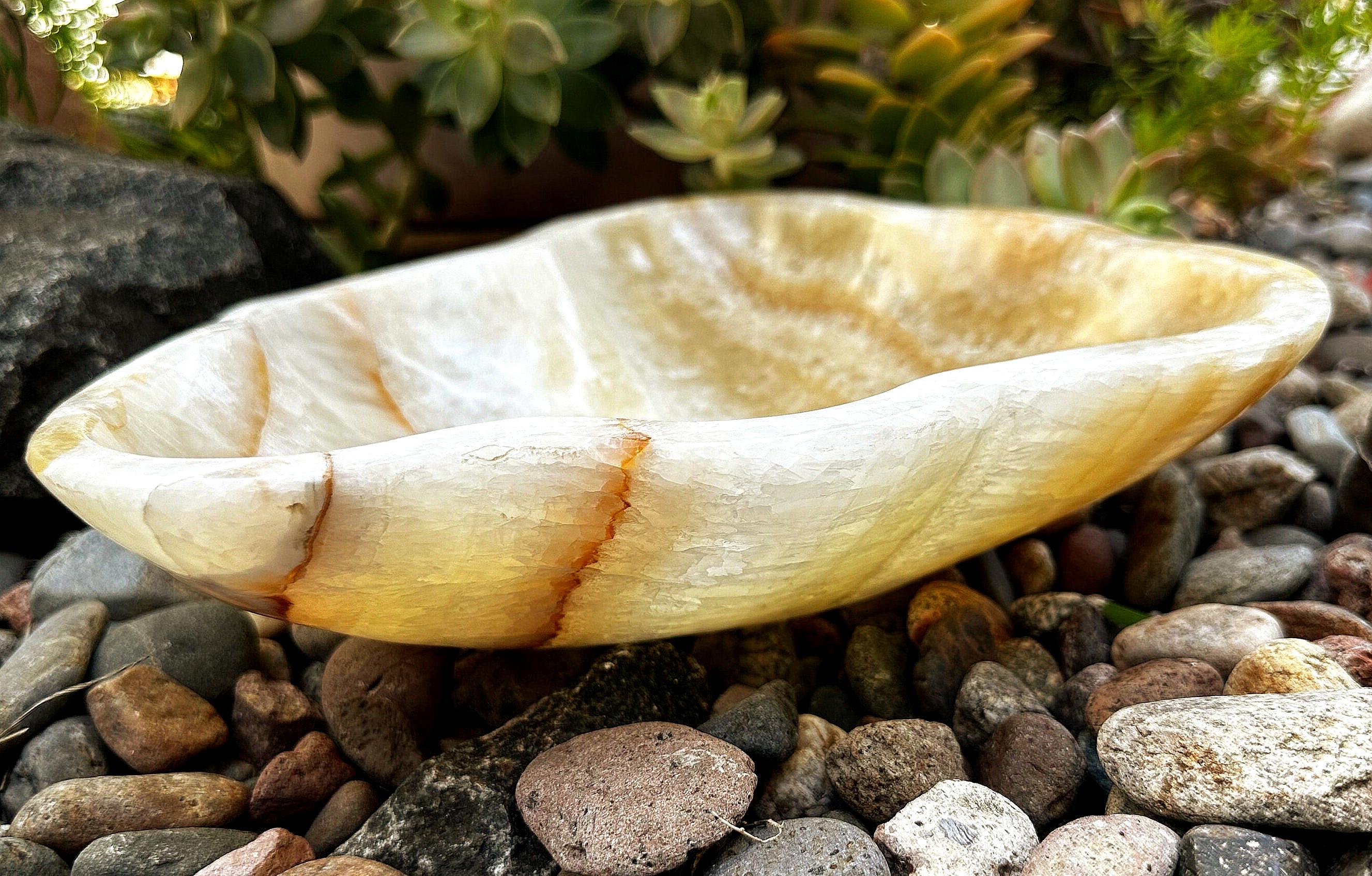 Hand Carved Onyx Bowl: Mexican Stone Decor