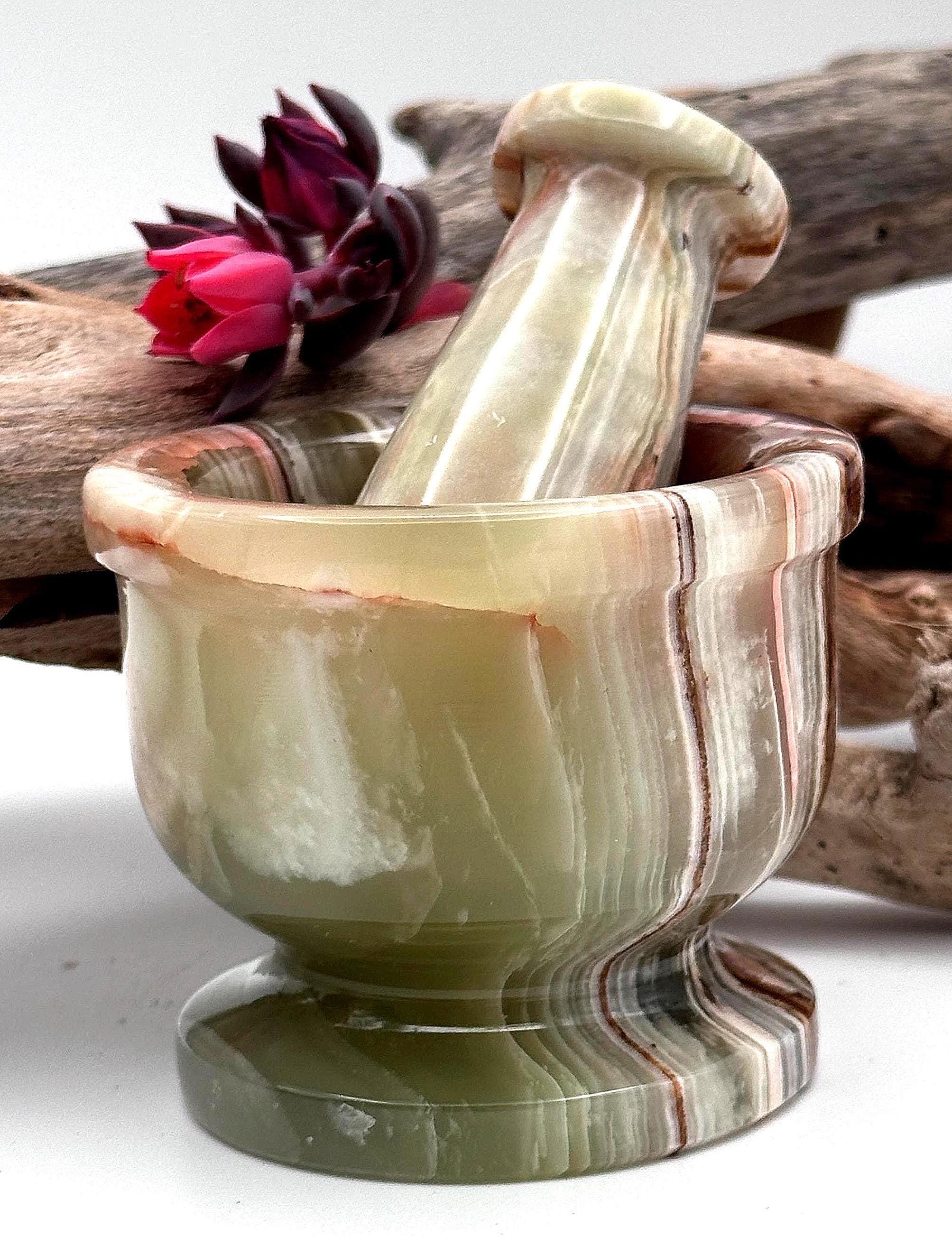 Hand Carved Small Onyx Mortar And Pestle From Pakistan