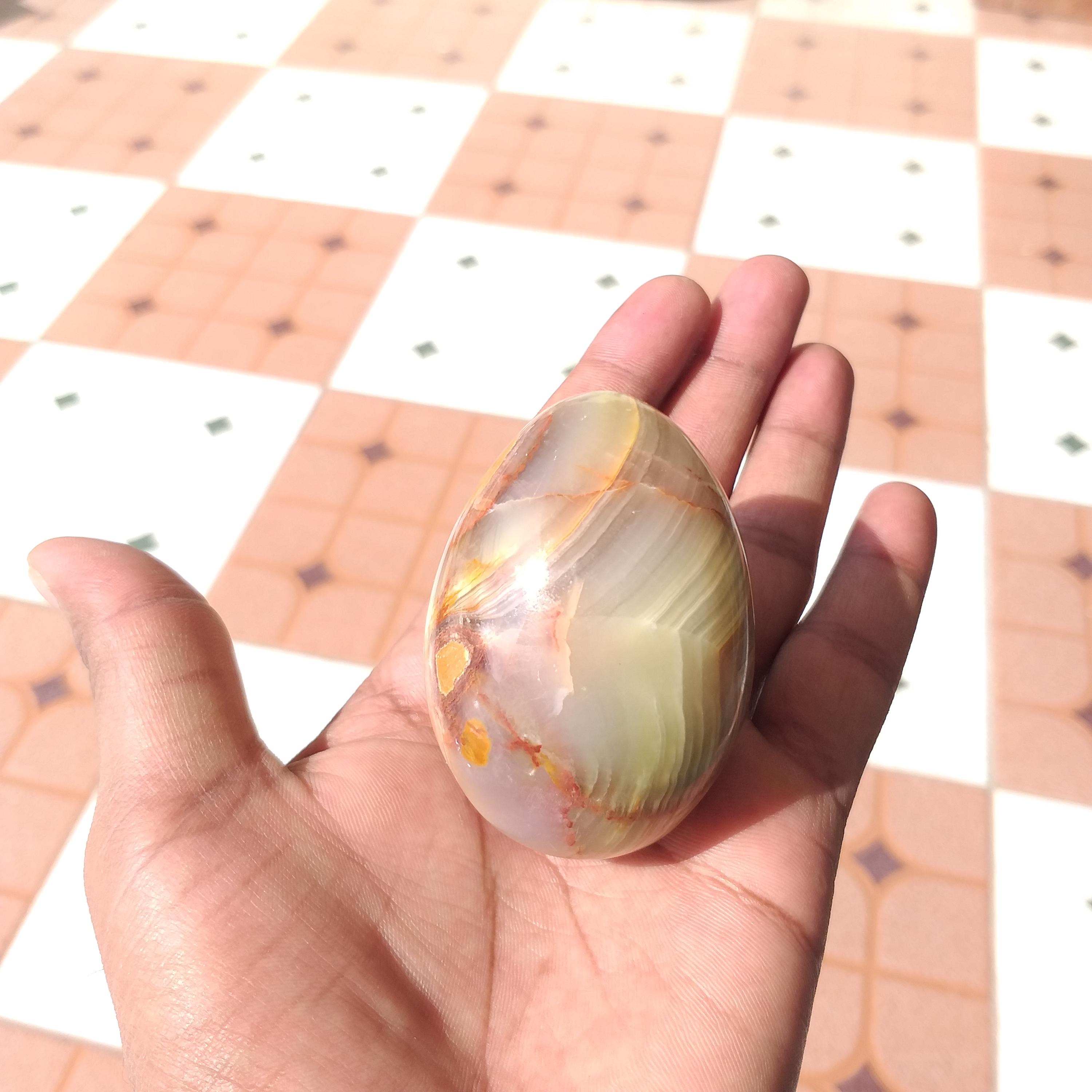 Natural Onyx Stone Egg, Polished Gemstone - Home Decore Metaphysical 67 Mm