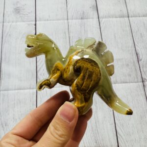 Onyx Spinosaurus Figurine, Dinosaurs Standing Statue, Healing Crystal, 4 inches