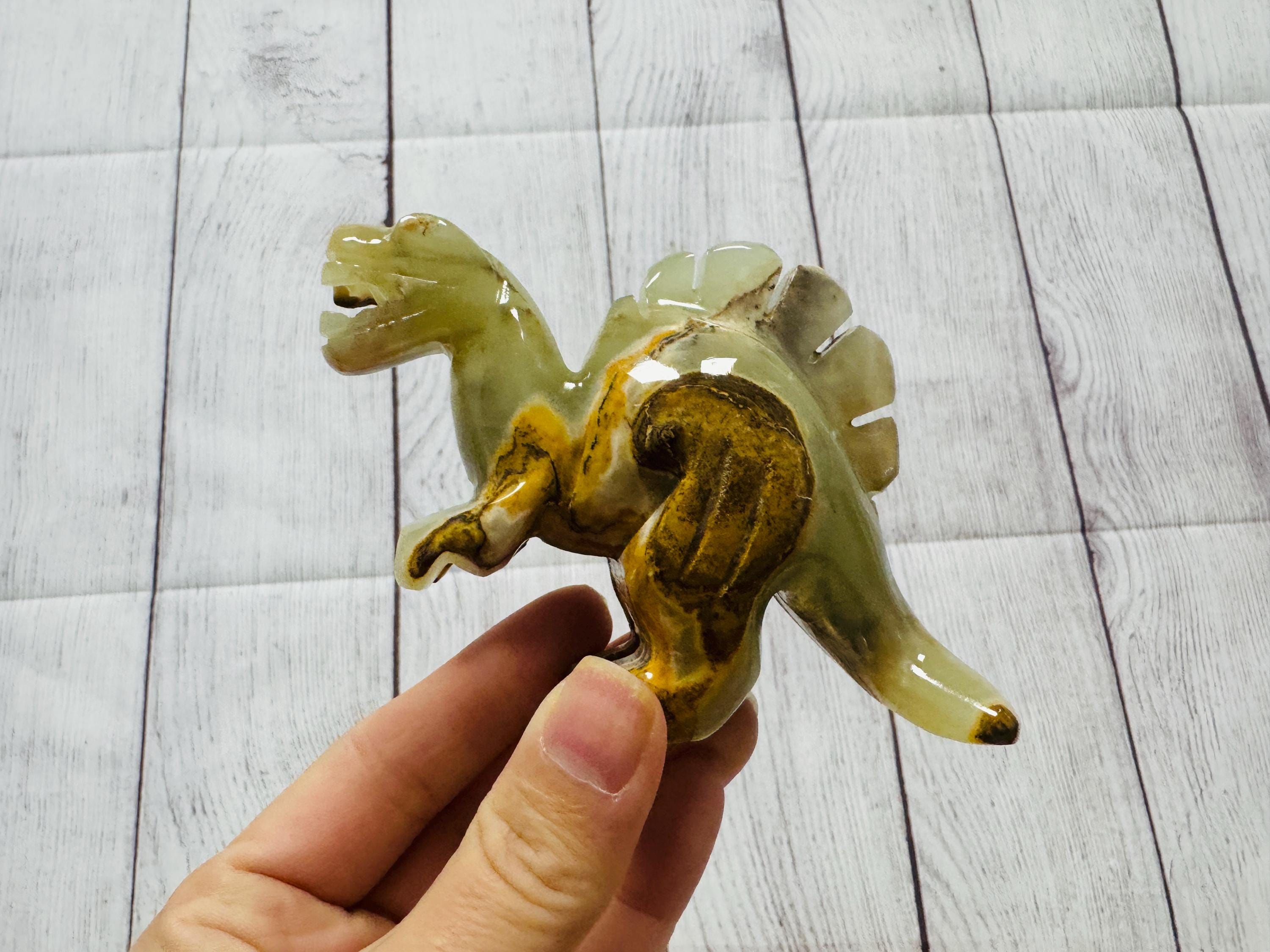 Onyx Spinosaurus Figurine, Dinosaurs Standing Statue, Healing Crystal, 4 Inches Onyx Spinosaurus Figurine, Dinosaurs Standing Statue, Healing Crystal, 4 Inches