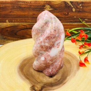 Strawberry Pink Onyx Flame Shape, Free Form Onyx Crystal, Home Decor