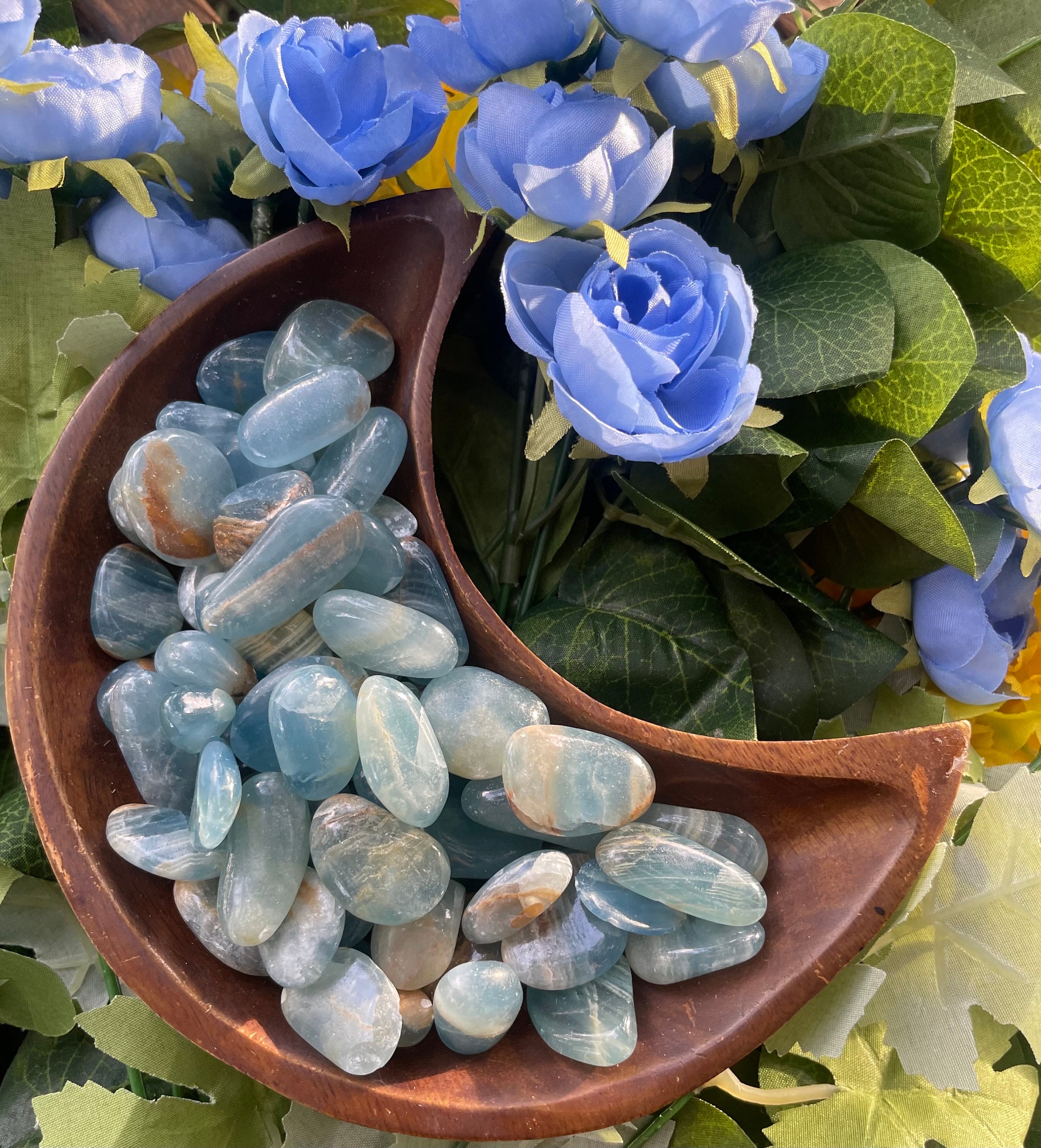 Blue Onyx, Blue Onyx Tumble, Blue Lemurian Aquatine, Qty. 2