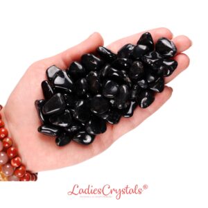Set Of 10 Black Onyx Tumbled Stones, Strength And Protection, Altar Ritual