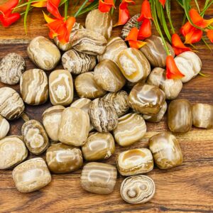 Onyx Tumbled Stone, Tumbled Coffee Caramel Onyx Pocket Stone