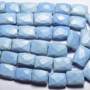 8 inches - Natural Big Faceted Blue Opal Rectangle Cushion Briolettes - Denim Blue Natural Opal - Size is 10x12-12x16 mm #1847 8 inches - Natural Big Faceted Blue Opal Rectangle Cushion Briolettes - Denim Blue Natural Opal - Size is 10x12-12x16 mm #1847