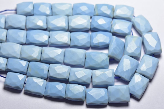 8 Inches - Natural Big Faceted Blue Opal Rectangle Cushion Briolettes - Denim Blue Natural Opal - Size Is 10x12-12x16 Mm #1847 8 Inches - Natural Big Faceted Blue Opal Rectangle Cushion Briolettes - Denim Blue Natural Opal - Size Is 10x12-12x16 Mm #1847
