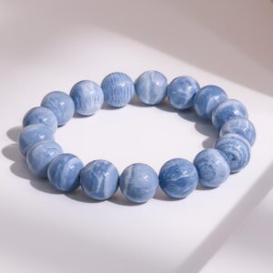 12mm Genuine Natural Blue Opal Blue Round Big Size Beads Gemstone Bracelet For Man And Woman