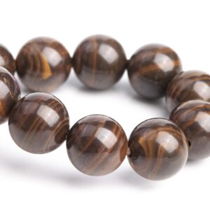 8-9mm Boulder Opal Beads Brown Striped Pattern Bracelet Grade Aa Genuine Natural Round Gemstone 7" (120594h-57)