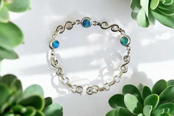 Australian Opal Bracelet, 925 Sterling Silver Jewelry Bracelet Adjustable Bracelet Gemstone Bracelet Handmade Jewelry Engagement Gifts