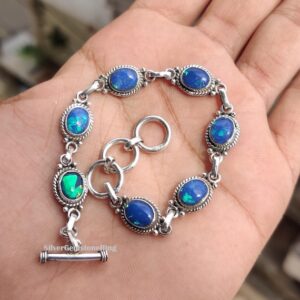 Australian Opal Bracelet: Handmade Bracelet 925 Sterling Silver Designer Jewelry