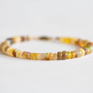 Golden Ethiopian Welo Opal Bracelet: Multi Colored Opals With Sterling Silver, Yellow Or Rose Gold Filled