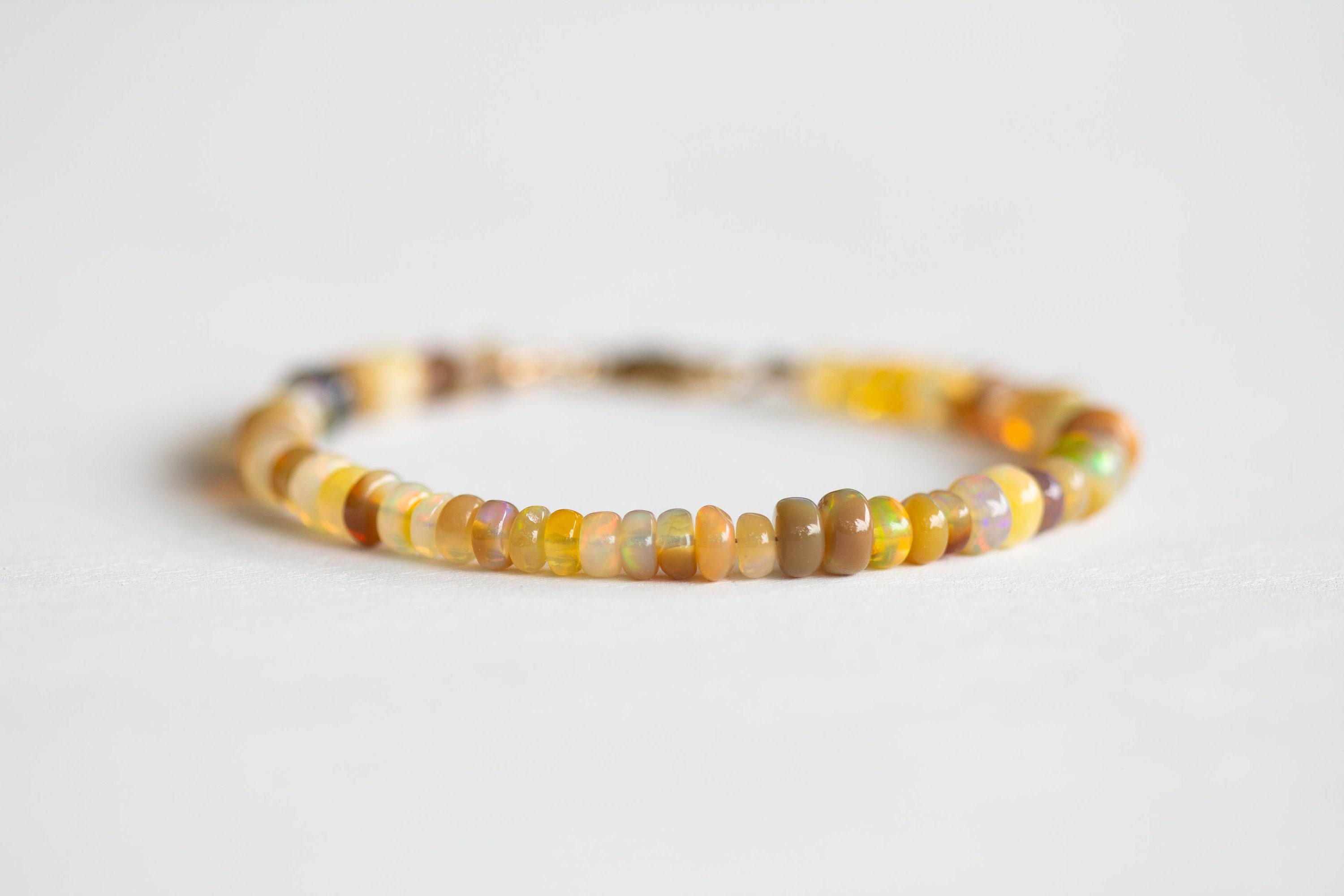 Golden Ethiopian Welo Opal Bracelet: Multi Colored Opals With Sterling Silver, Yellow Or Rose Gold Filled