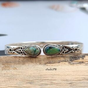 Handmade Sterling Silver Monarch Opal Bangle Bracelet