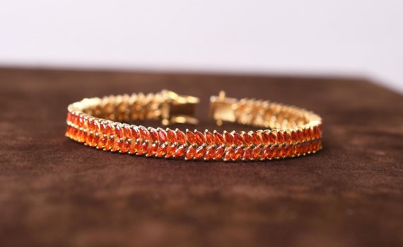 Mexican Fire Opal Bracelet: Marquise Gemstone Tennis Bracelet Bridal Jewelry Birthday Gift For Her