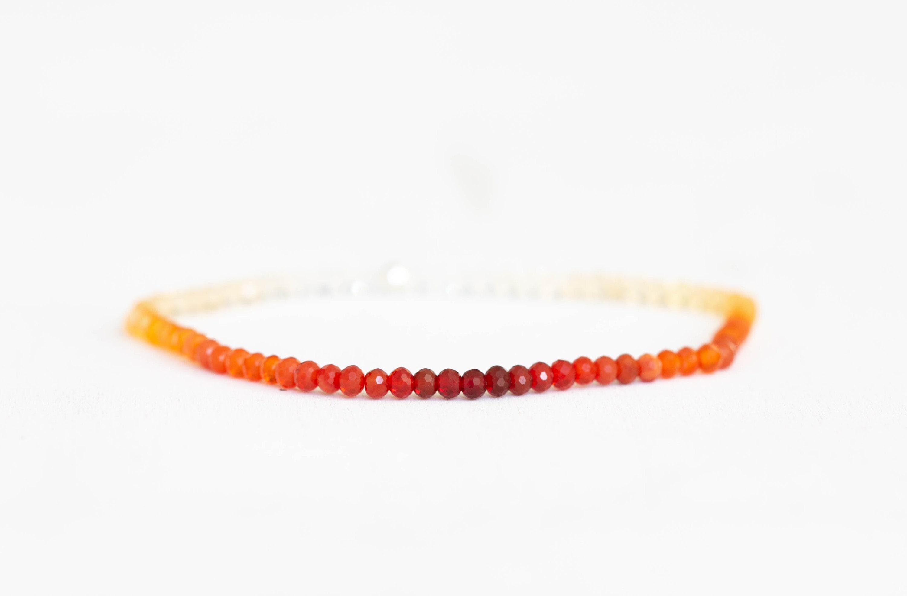 Mexican Fire Opal Stretch Bracelet, Beaded Elastic Stacking Jewelry Mexican Fire Opal Stretch Bracelet, Beaded Elastic Stacking Jewelry
