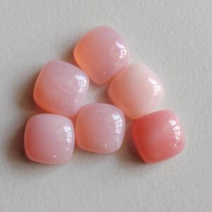 10mm Pink Opal Cushion Cut Cabochons, Natural Pink Opal Plain Cushion Cut Square Flat Back Cabochons, 10 Pieces Loose Pink Opal For Jewelry