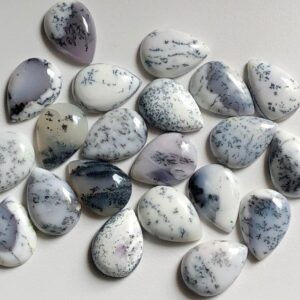 15x20mm Dendrite Opal Pear Cabochon, Natural Dendrite Opal Plain Pear Flat Back Cabochon, Loose Dendrite For Jewelry (5pcs To 10pcs Options)
