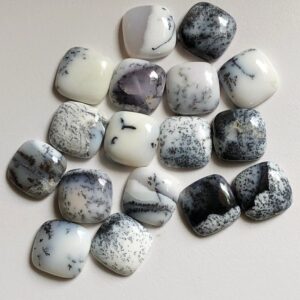18mm Dendrite Opal Cushion Cabochon, Natural Dendrite Opal Plain Square Flat Back Gems For Jewelry, Dendrite Gemstone (5pcs To 10pcs Option)