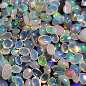 3x4-5x7mm Ethiopian Opal Cabochons Natural Fire Oval Flat Back White Loose Gemstones Lot