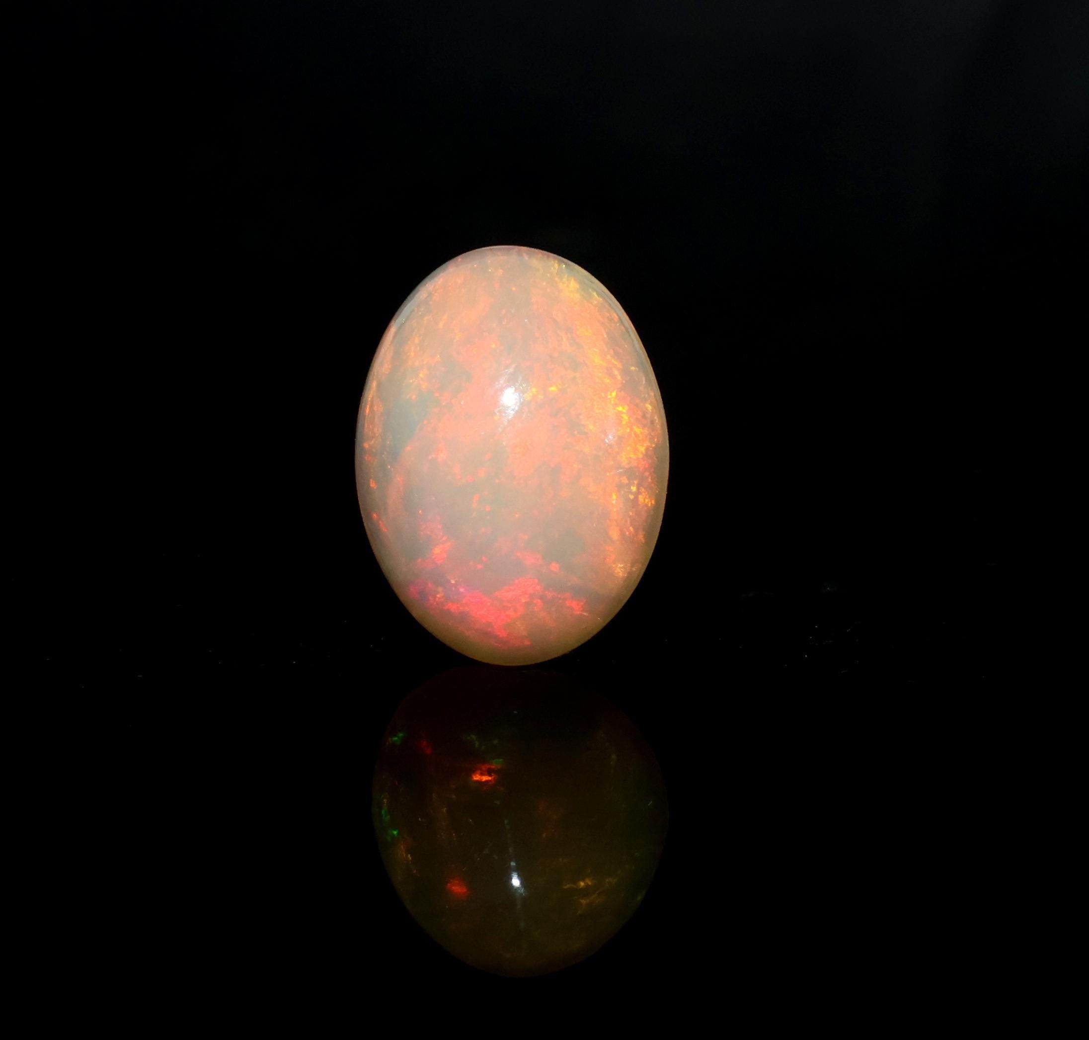 4.80 Carat, Natural Ethiopian Opal Cabochon, Genuine Fire Opal Gemstone, 14.50x11 Mm 4.80 Carat, Natural Ethiopian Opal Cabochon, Genuine Fire Opal Gemstone, 14.50x11 Mm
