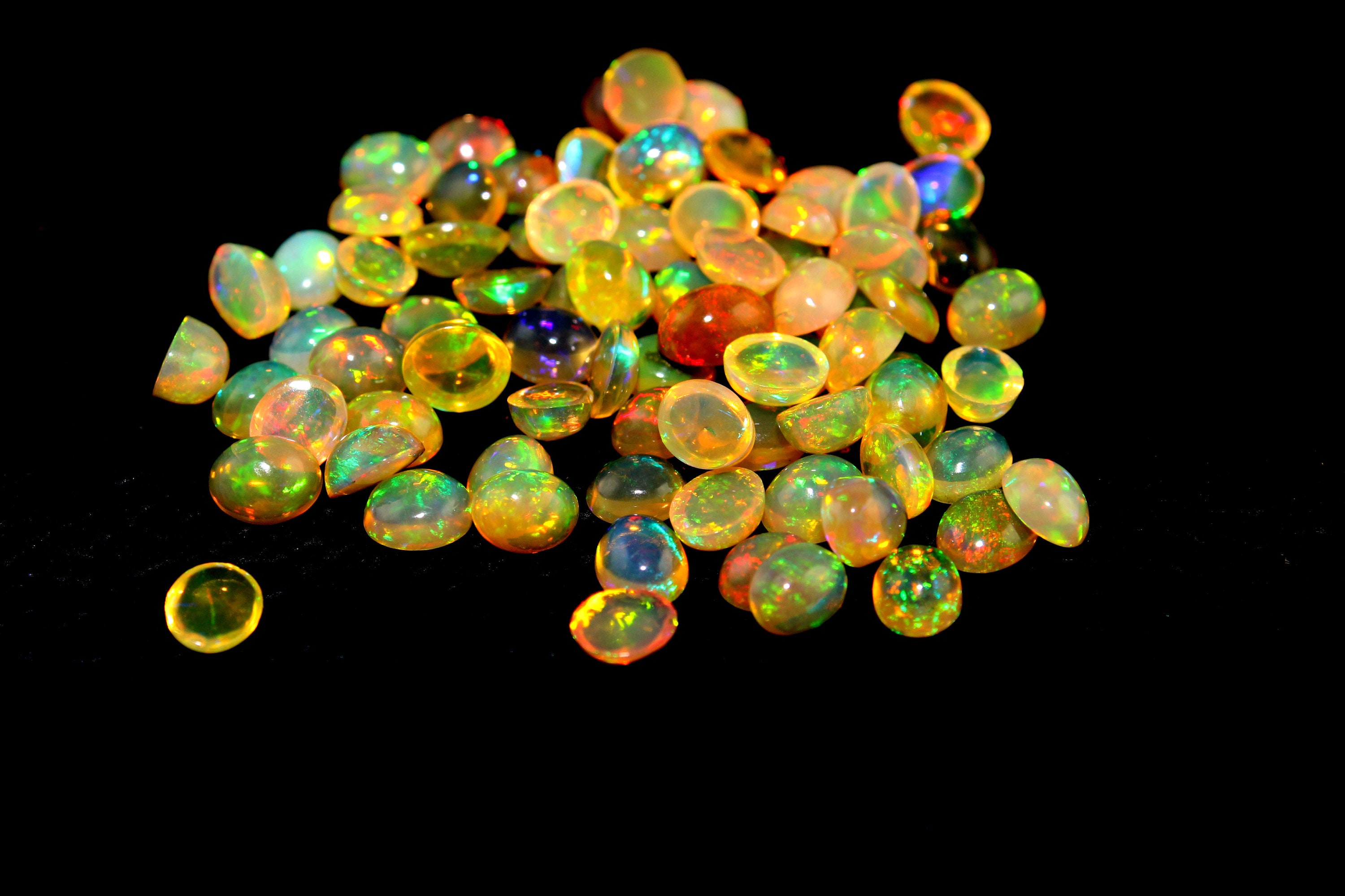 5 Aaa Ethiopian Opal Cabochons: Calibrated Oval Gemstones (4x5 Mm)