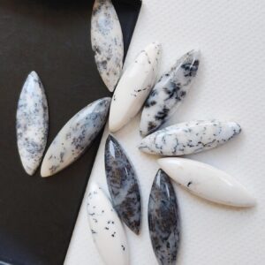 6x20mm Dendrite Opal Marquise Plain Cabochon, Natural Dendrite Opal Marquise Flat Back Gem, Loose Dendrite Gemstones (5pcs To 10pcs Options)