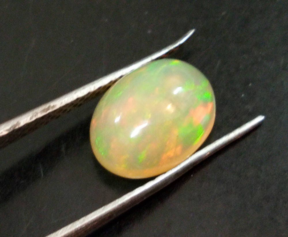 7.2x9.2mm Huge Plain Oval Ethiopian Opal Cabochon, Flat Back Oval Shape Ethiopian Opal, Fire Opal, Opal For Jewelry 1.35ctw - Ks4170