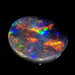 Australian Lightning Ridge Black Opal, Genuine 3.21 Ct Solid Cabochon Gemstone, Rare Rainbow Colors & Fiery Red, Collector's Black Opal