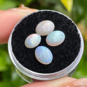 Australian Opal Cabochon Set (4 Pcs): Faceted Mini Crystal Jewelry