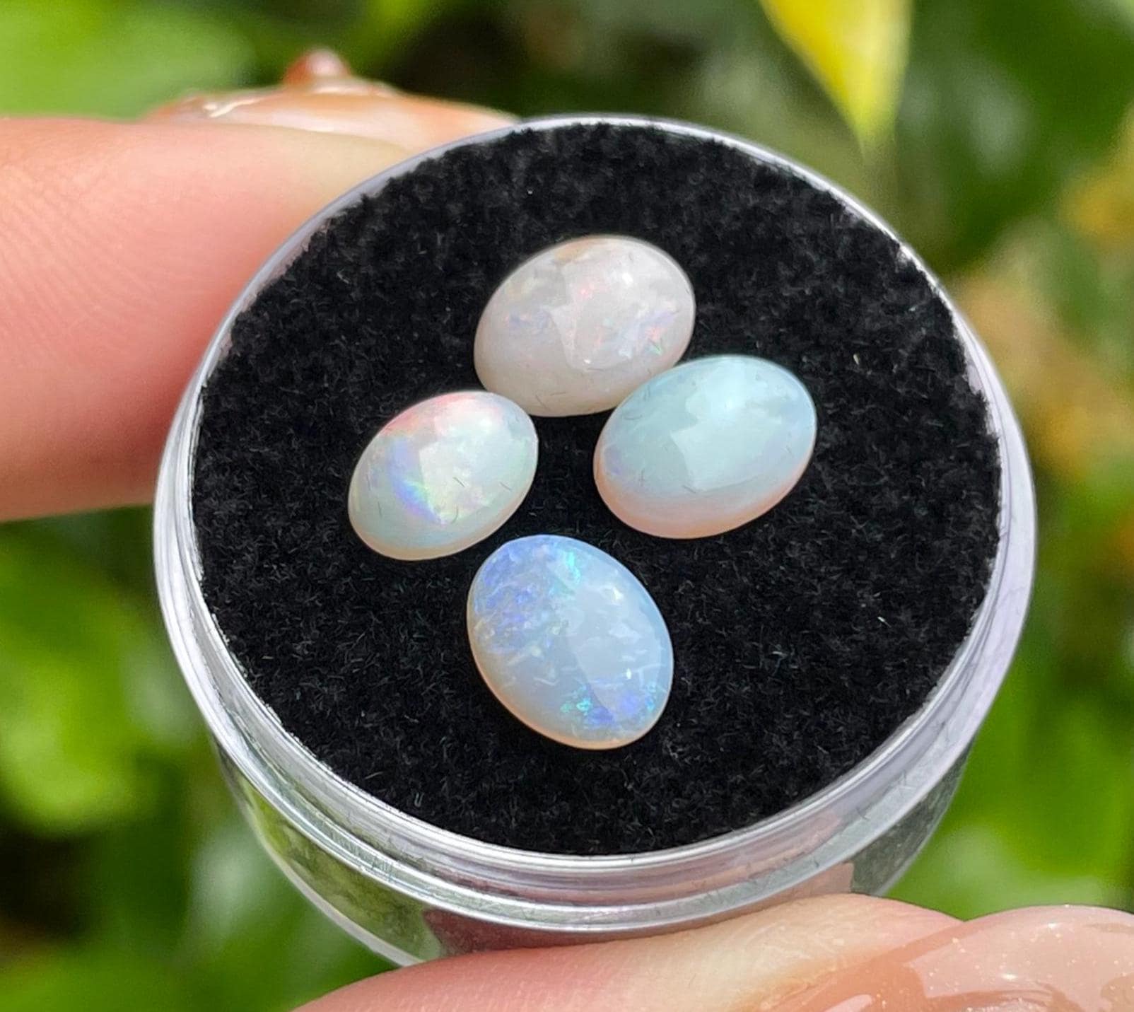 Australian Opal Cabochon Set (4 Pcs): Faceted Mini Crystal Jewelry