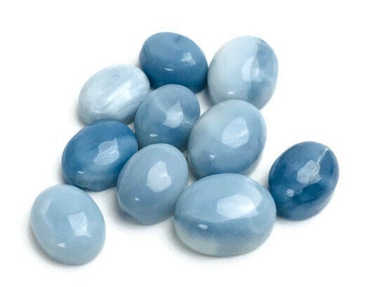 Blue Opal Cabochons Set: Tiny Polished Gemstones (6-9 Mm)