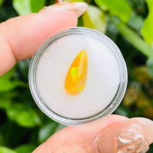 Ethiopian Honeycomb Opal Cabochon: Brown Fire Opal Tear Drop (15.7x6.6x5mm)