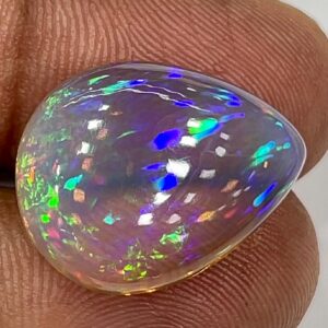 Aaa Ethiopian Opal Pear Cabochon – Multicolor Fire Gemstone (16.9ct)